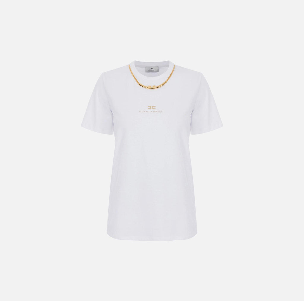 T-shirt in jersey di cotone con collana Gesso MA02856E2 270 ELISABETTA FRANCHI 