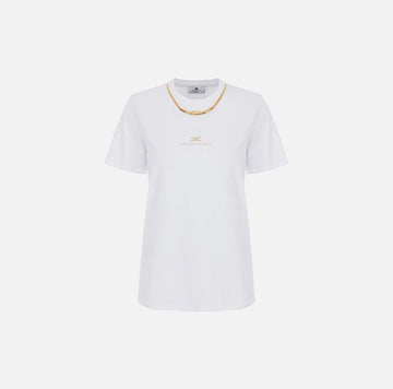 T-shirt in jersey di cotone con collana Gesso MA02856E2 270 ELISABETTA FRANCHI 