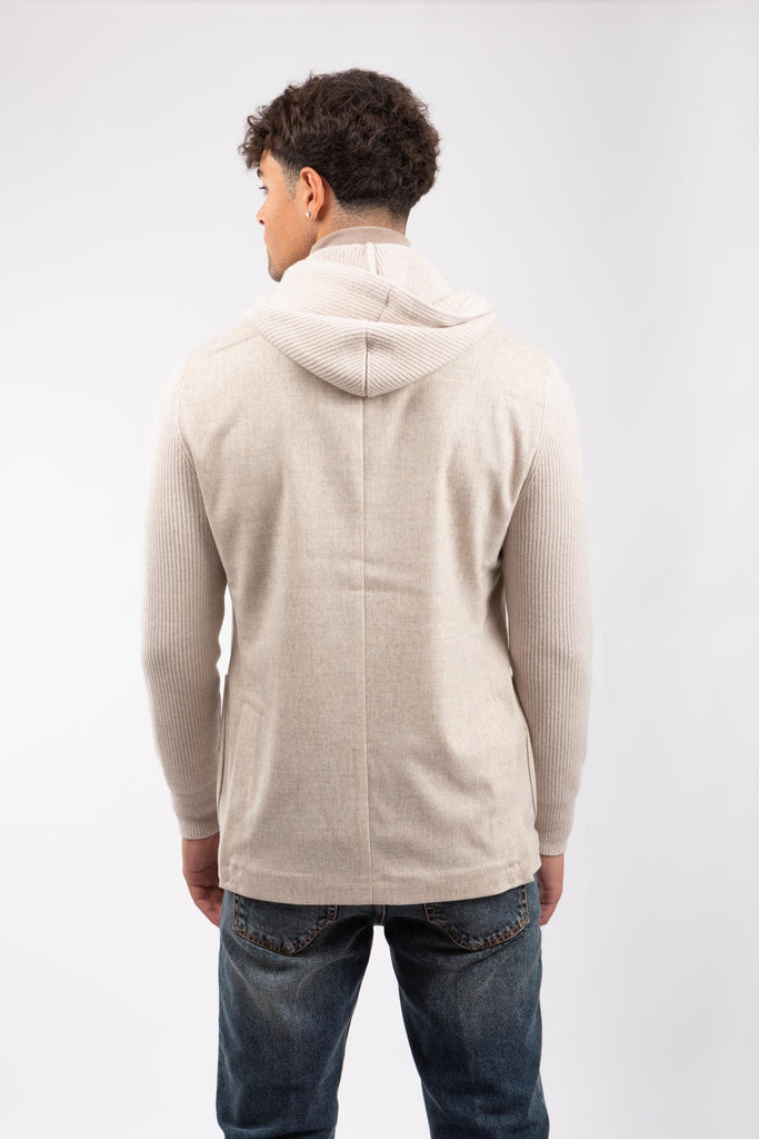 Giacca monopetto con cappuccio Panna 23133/51321 010 GRAN SASSO 