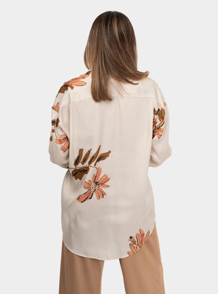 Camicia in viscosa a fantasia Panna DC5132 LATTE OTTO D'AME 