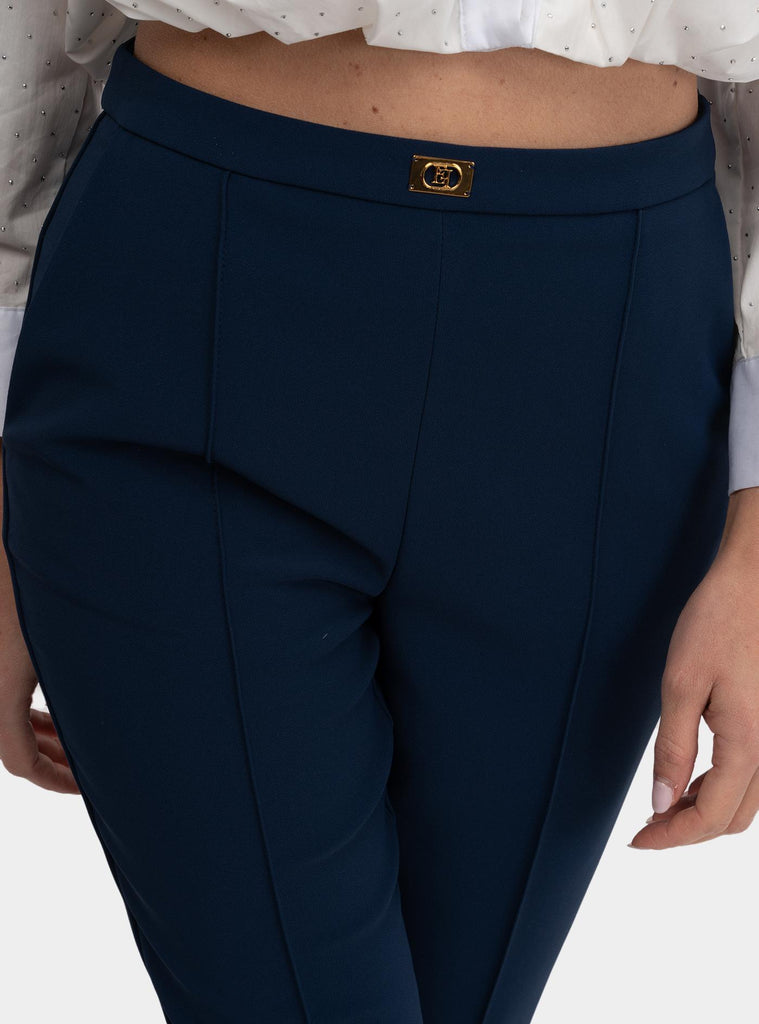 Pantalone in crêpe con tasche e placca logo Blu PA07651E2V280 DC8OLTREMARE ELISABETTA FRANCHI 