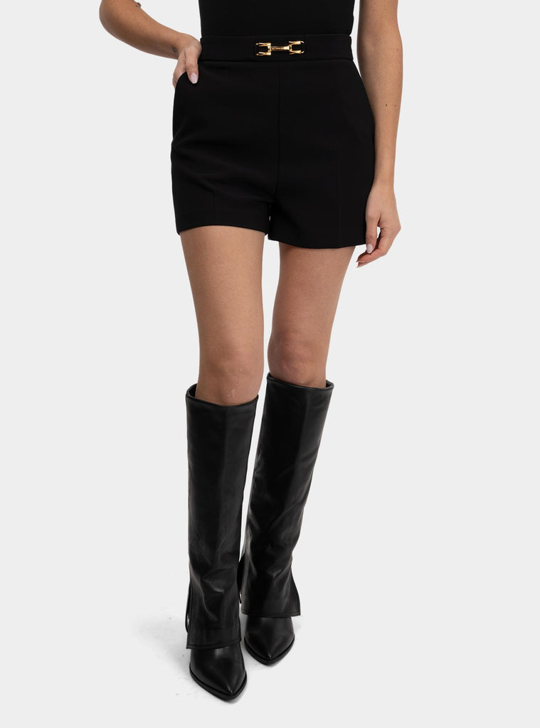 Short in crêpe con morsetto e patte Nero SH00751E2 110NERO ELISABETTA FRANCHI 