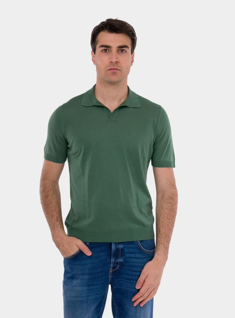 Polo uomo mezza manica in seta verde 43129/23503 450 GRAN SASSO 