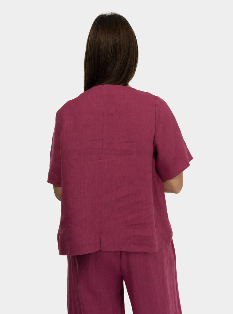 Camicia scatoletta in lino rosa SS25606T032 ACAI NIU 