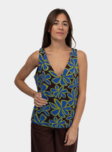 Flowing V-neck top in viscose blend Brown