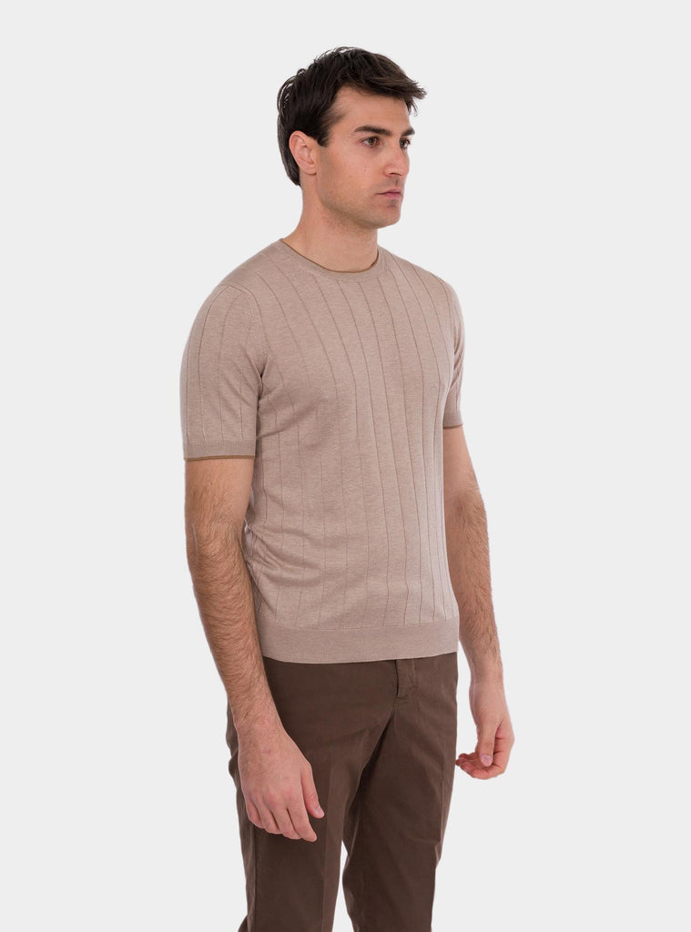 T-shirt con profili a contrasto in seta beige 43116/23510 030 GRAN SASSO 