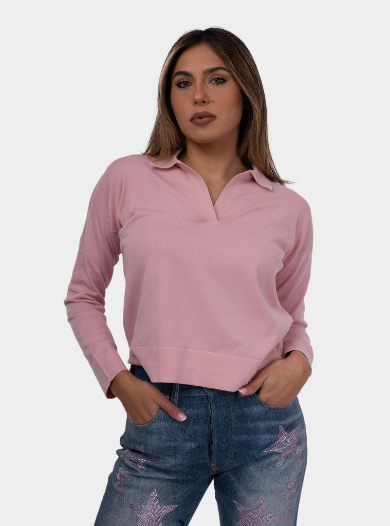 Polo donna a maniche lunghe rosa 57288/14005 211 GRAN SASSO 