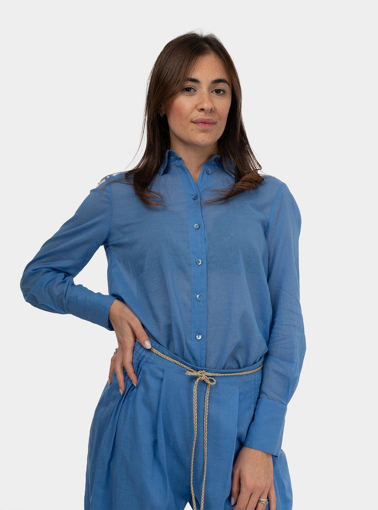 Camicia con fondo stondato Celeste SUMMER 1240IRIS HANAMI D'OR 