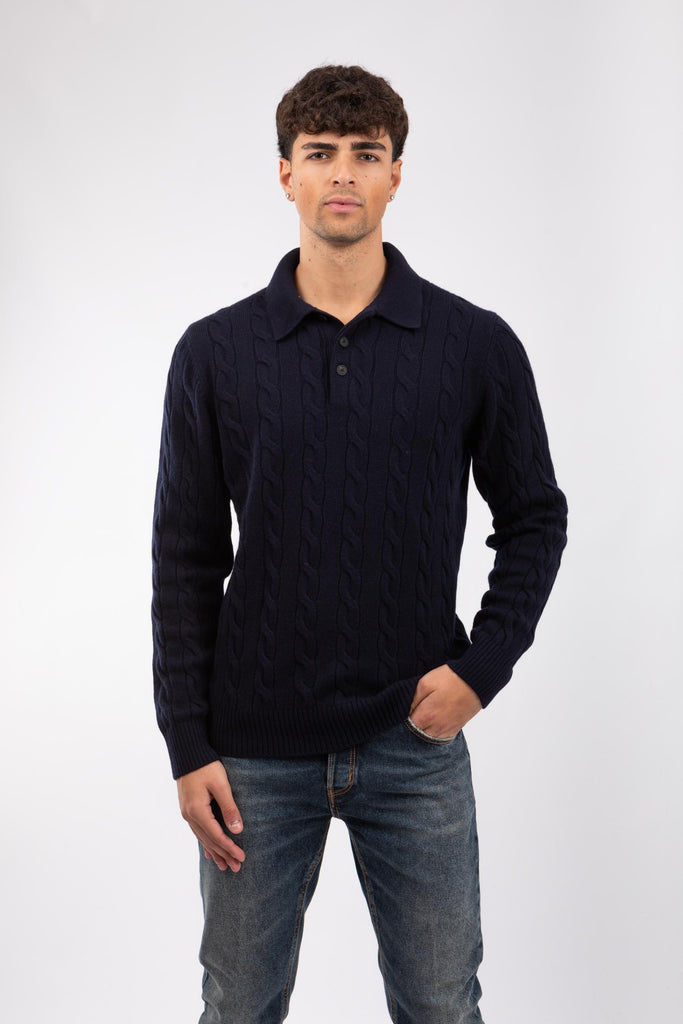 Maglia uomo con lavorazione a trecce Blu 23172/19651 598 GRAN SASSO 