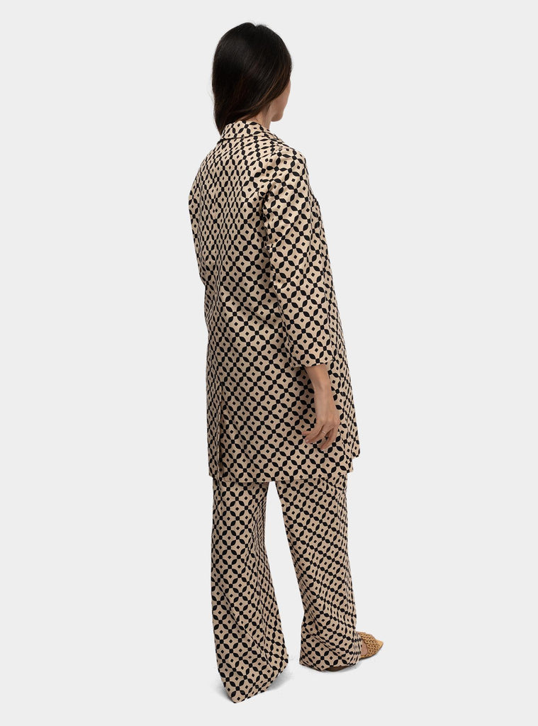 Spolverino in cotone con stampa geometrica Beige SS25309T00K PRAIA NIU 