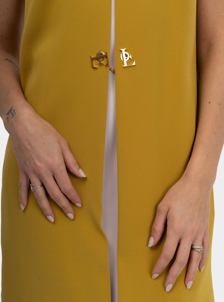 Abito in crêpe bicolore Senape AB72851E2 DJ4CURRY/QUARZO ELISABETTA FRANCHI 