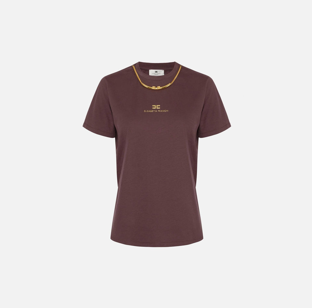 T-shirt in jersey di cotone con collana Merlot MA02856E2 EA4 ELISABETTA FRANCHI 