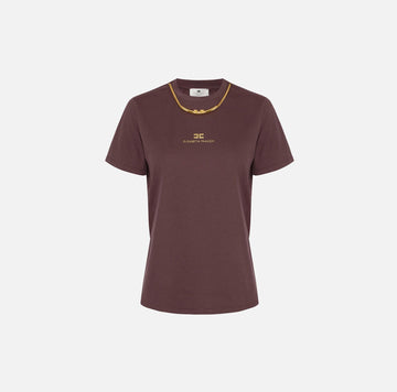 T-shirt in jersey di cotone con collana Merlot MA02856E2 EA4 ELISABETTA FRANCHI 