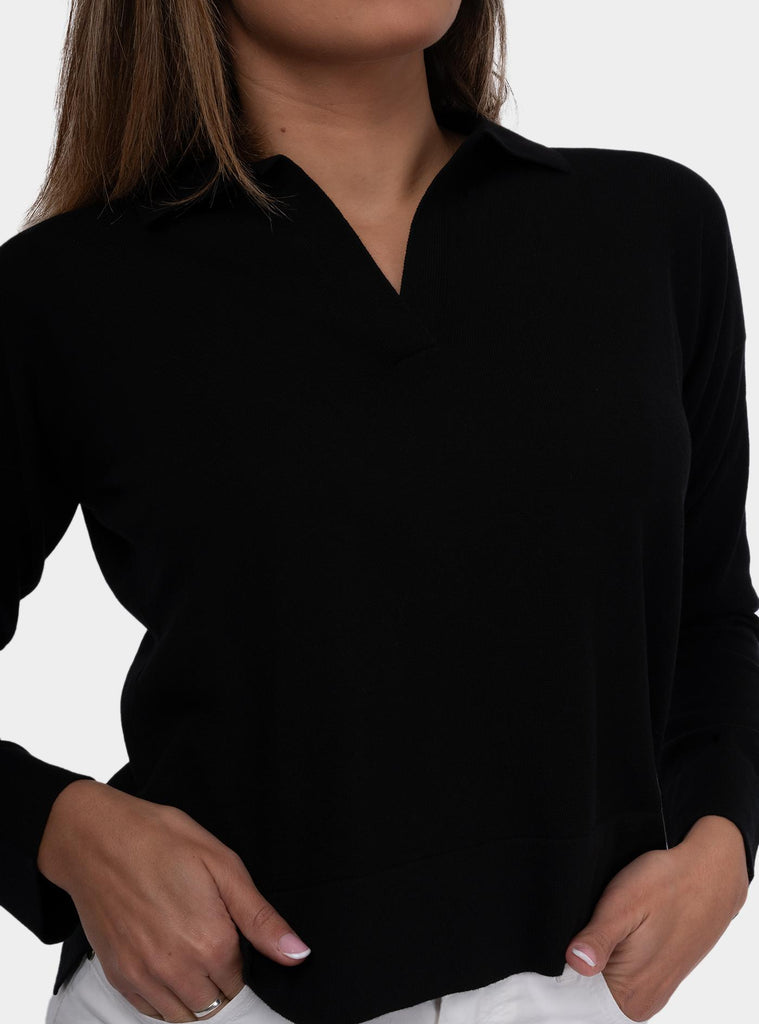 Polo donna a maniche lunghe nero 57288/14005 099 GRAN SASSO 