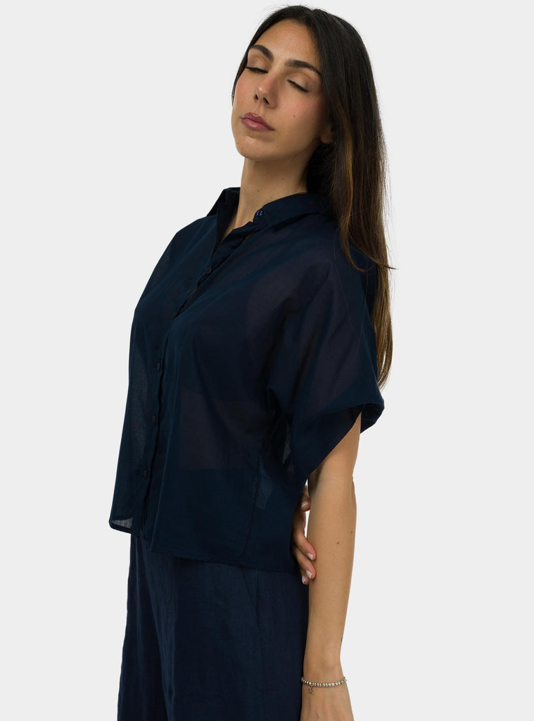 Camicia Kimono in cotone Blu SS25601T028 OCEANO NIU 