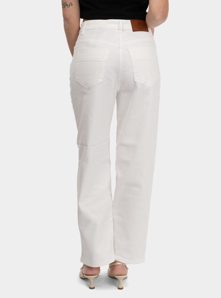 Jeans in cotone tinto con charm logato Bianco PJ87D51E2 360AVORIO ELISABETTA FRANCHI 