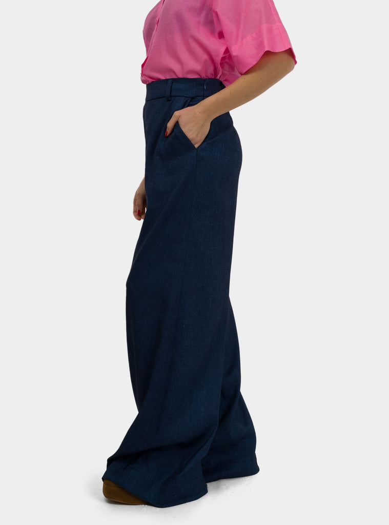 Pantalone a campana Azul SS25208T009 AZUL NIU 