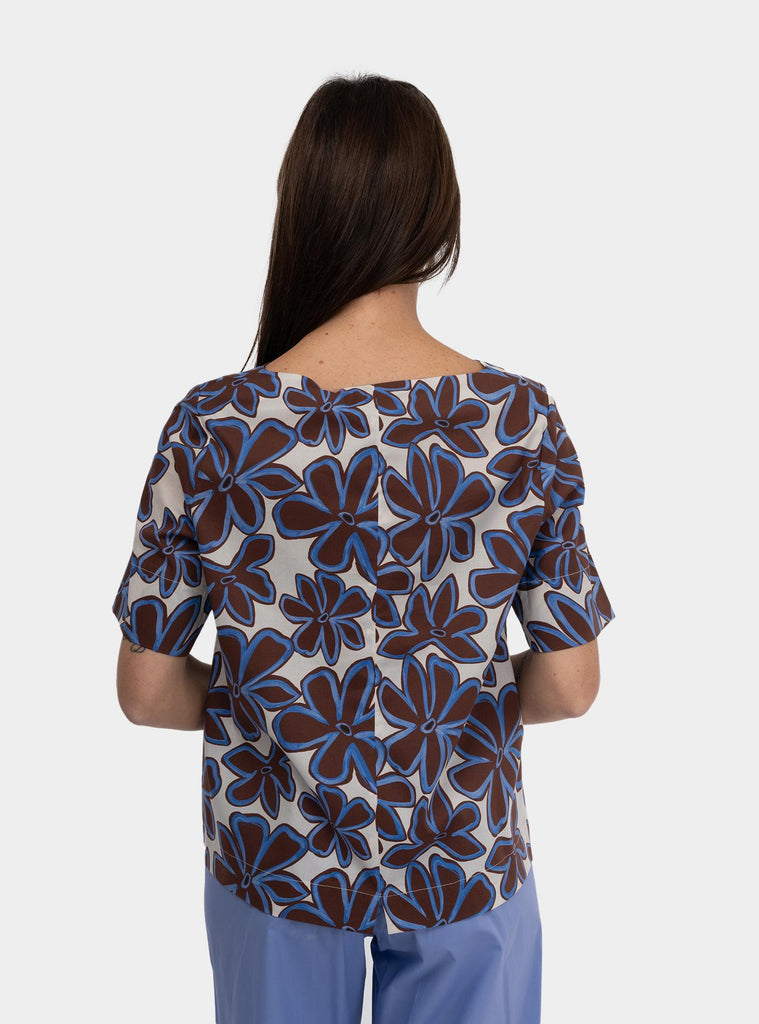 Camicia scatoletta a fiori Multicolor SS25606T029 TOBACO NIU 