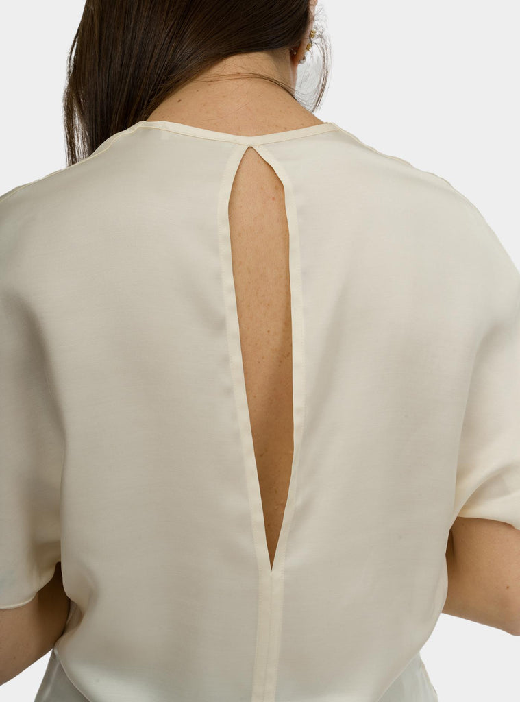 Blusa manica a farfalla e arriccio Panna SALVIA 1294GARDENIA HANAMI D'OR 