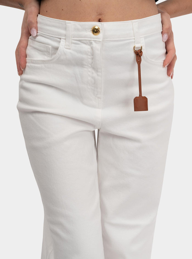 Jeans in cotone tinto con charm logato Bianco PJ87D51E2 360AVORIO ELISABETTA FRANCHI 