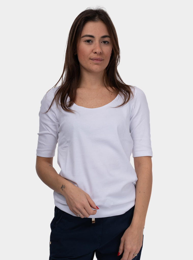 Maglia donna girocollo con maniche a 3/4 bianco 60271/80302 001 GRAN SASSO 