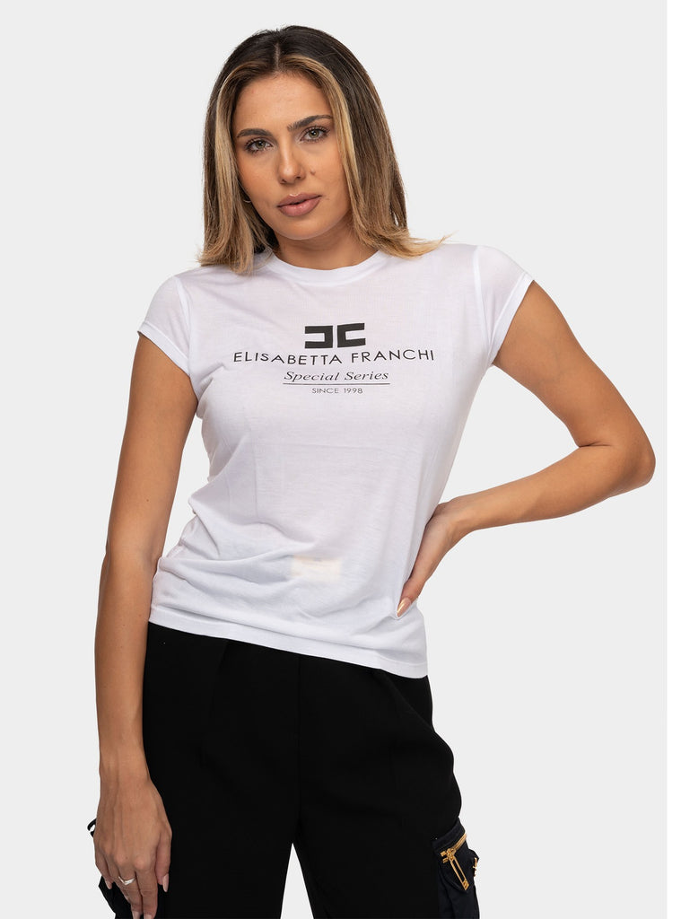 immagine-1-elisabetta-franchi-t-shirt-in-jersey-modal-con-stampa-logo-gesso-t-shirt-donna-ma00746e270