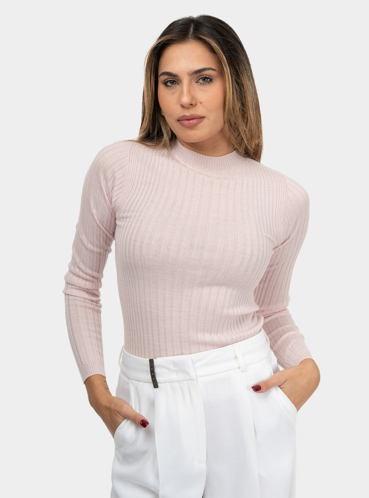 immagine-1-peserico-maglia-collo-alto-in-filato-di-pura-lana-vergine-rosa-maglia-donna-s99584f18-895rosa