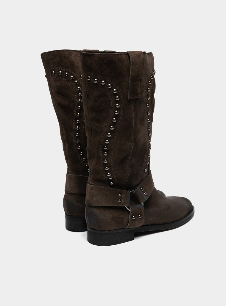 immagine-3-baile-stivale-con-borchie-marrone-stivali-alti-r341-camosciolavagnomarrone