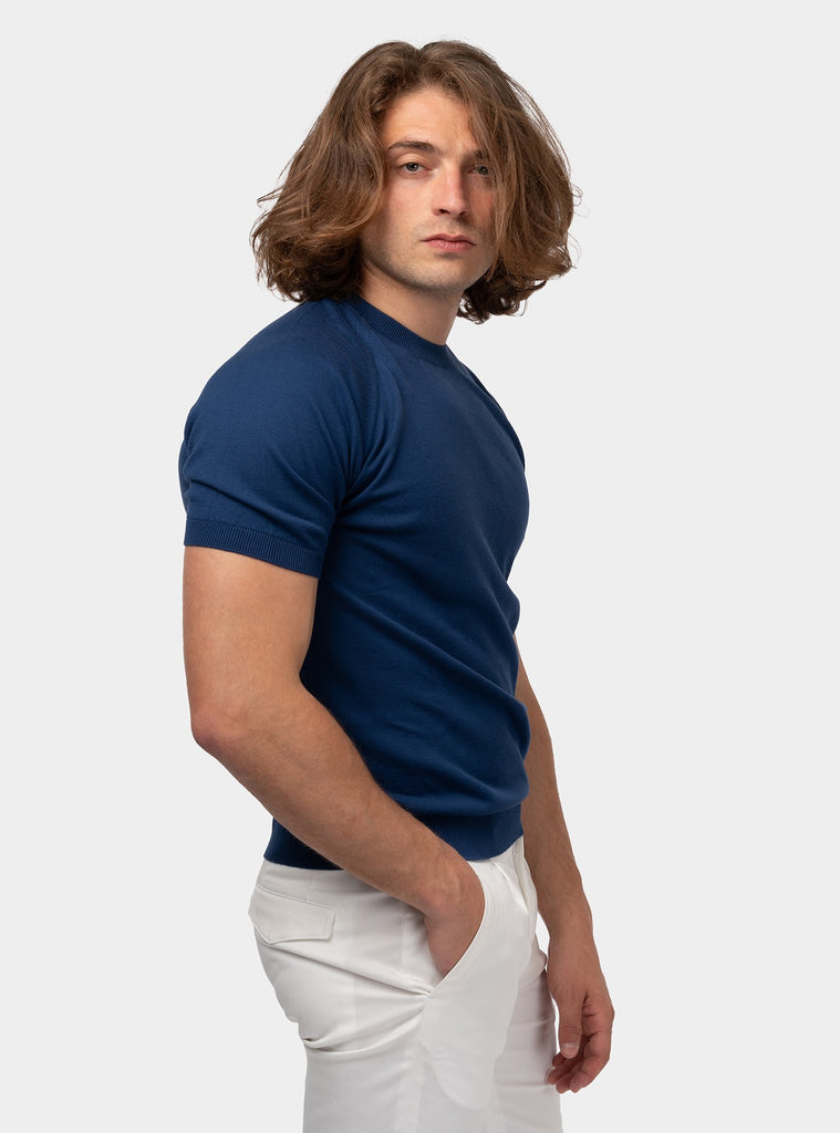 immagine-3-gran-sasso-paricollo-mezza-manica-in-cotone-organico-blu-maglia-uomo-5710418017-580