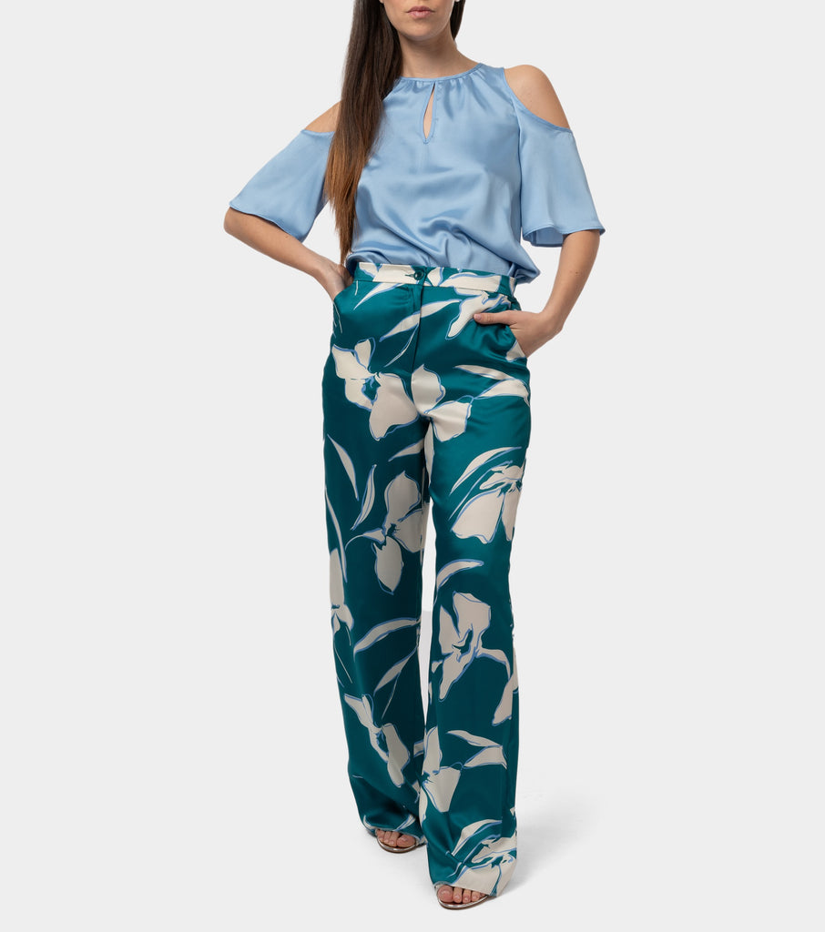 immagine-1-penny-black-pantaloni-in-twill-a-fiori-verde-smeraldo-pantalone-donna-sciovia-001